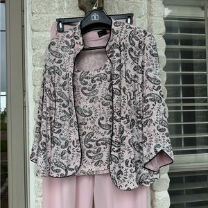 Alex Evenings Pink Paisley Embellished Jacket & Tank